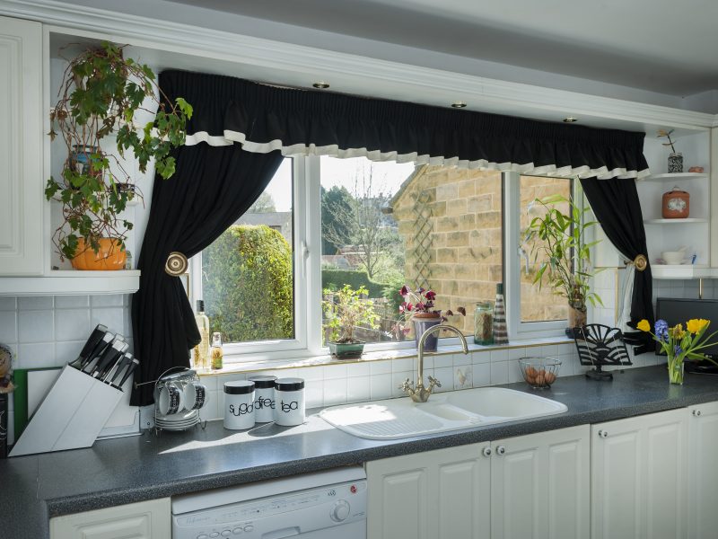 white pvc windows in kitchen